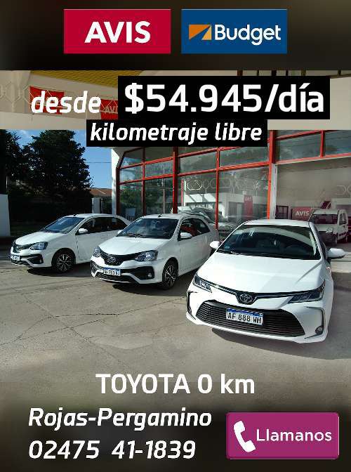 AVIS. Alquiler de autos en Rojas y Pergamino.